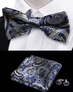 3pcs Bow Tie For Men Bowtie Handkerchief Cufflink Set For Shirts Fit Business Wedding Butterfly Paisley Pocket Square Bowtie Man