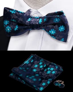 3pcs Bow Tie For Men Bowtie Handkerchief Cufflink Set For Shirts Fit Business Wedding Butterfly Paisley Pocket Square Bowtie Man