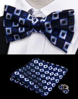 3pcs Bow Tie For Men Bowtie Handkerchief Cufflink Set For Shirts Fit Business Wedding Butterfly Paisley Pocket Square Bowtie Man
