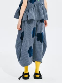 imakokoni summer new flocking applique plaid Korean wide-leg pants women's loose 244629