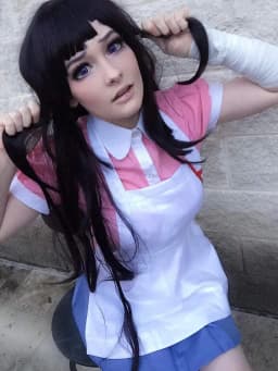 Mikan Tsumiki Wig For Girls Wig For Cosplay Party With Hair Accessory for Halloween Long Black Purple Wigs Party