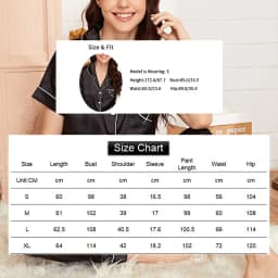 Heart Embroidery Satin Pajama Set Casual Short Sleeve Button Up Lapel Collar Top & Elastic Pants Pyjama Women's Sleepwear Pj Set