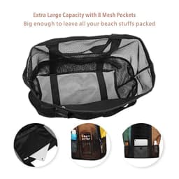 Mesh Beach Bag Waterproof Sandproof - Large Tote Pool Bag for Women Vacation Essentials Beach Accessories