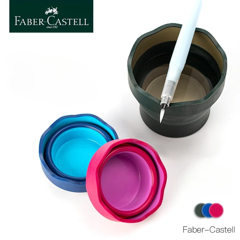 Faber-Castell Clic & Go Folding Mini Paint Bucket with Sakura Watercolor Pen Brush Paint Washer Cleaner Drawing Tools Art Supply