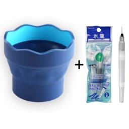 Faber-Castell Clic & Go Folding Mini Paint Bucket with Sakura Watercolor Pen Brush Paint Washer Cleaner Drawing Tools Art Supply