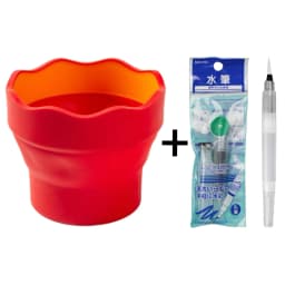 Faber-Castell Clic & Go Folding Mini Paint Bucket with Sakura Watercolor Pen Brush Paint Washer Cleaner Drawing Tools Art Supply