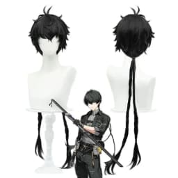 Anime Wuthering Waves Rover Cosplay Wig Male Black Short Hair 90CM Long Braid Main Character Resonator Halloween Party
