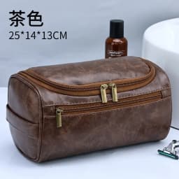 2026 New Hanging Makeup Bag Large Capacity PU Leather Wash Bag Double Layered Men's Cosmetic Bag Travel Essentials Organizer