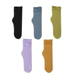 5 Pairs Women Ice Thin Loose Socks Calf Tube Socks Summer Black White Knee Nylon Socks Japanese Fashion College Lolita Style