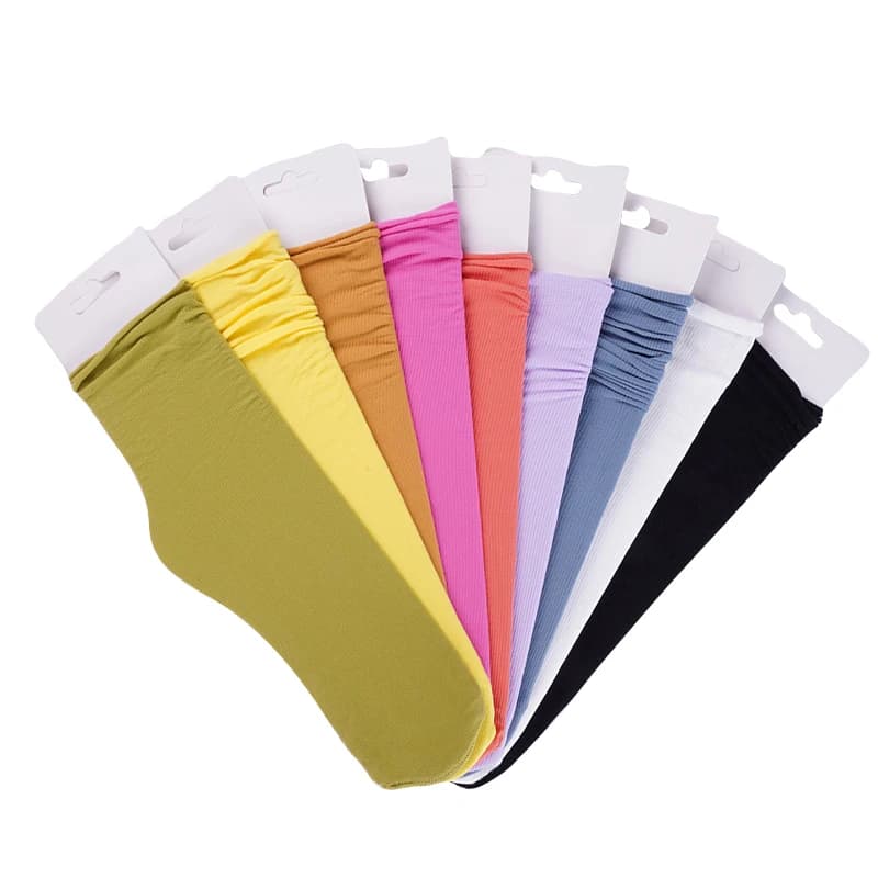 5 Pairs Women Ice Thin Loose Socks Calf Tube Socks Summer Black White Knee Nylon Socks Japanese Fashion College Lolita Style