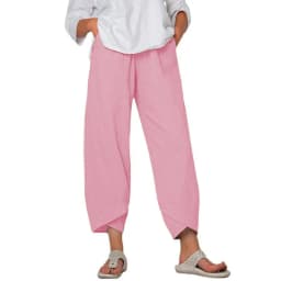 2024 Spring/Summer New Women's Cotton Hemp Wide Leg Pants Solid Size Large Waist Loose Casual Cropped Pants for Women