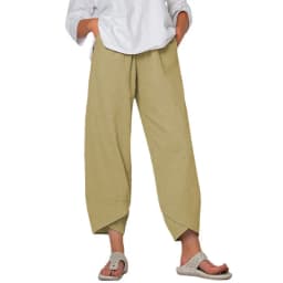 2024 Spring/Summer New Women's Cotton Hemp Wide Leg Pants Solid Size Large Waist Loose Casual Cropped Pants for Women