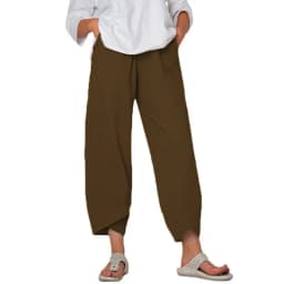2024 Spring/Summer New Women's Cotton Hemp Wide Leg Pants Solid Size Large Waist Loose Casual Cropped Pants for Women
