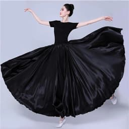 Spanish Skirt Belly Dance Skirt Shining Satin Long Swing Dancing Skirt Sun Skirt Female Vestido Stage Performance Costume