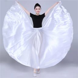 Spanish Skirt Belly Dance Skirt Shining Satin Long Swing Dancing Skirt Sun Skirt Female Vestido Stage Performance Costume