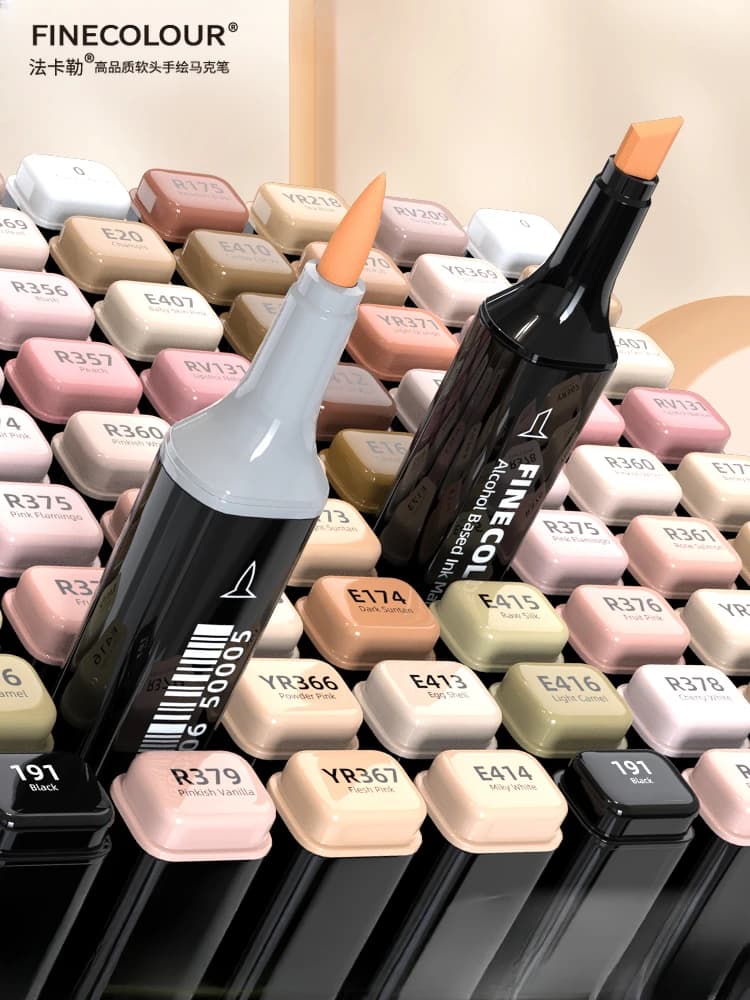 FINECOLOUR EF102 Double-headed Skin Color Markers Oily Alcohol Sketch Drawing Dual Art Marker pen School Art Supplies