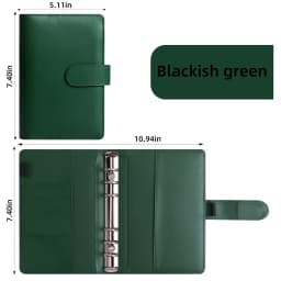 A5 A6 Dark Green Blue 6 Ring Binder PU Clip-on Notebook Leather Loose Leaf Notebook Cover Notebooks Journal Kawaii Stationery