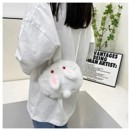 Kawaii Cartoon Plush Rabbit Messenger Bags Kids Animals Crossbody Bag Girls Casual Cute Purse Bag Coin Purse Wallets Handbag