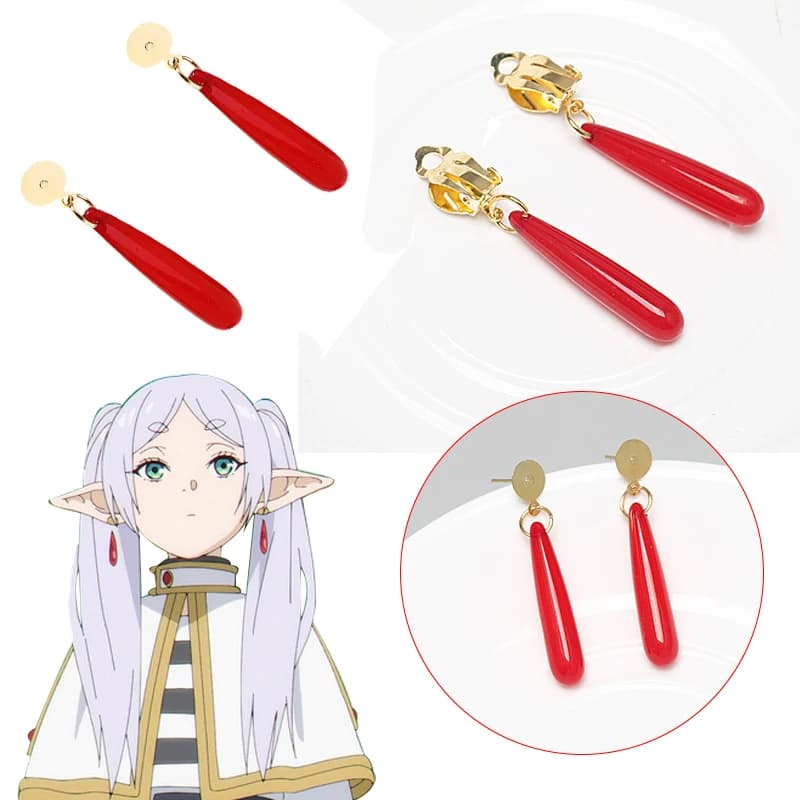 Anime Frieren: Beyond Journey's End Red Earrings Frieren At The Funeral Frieren stud Earrings Pendant Frieren Elf Cosplay Gift