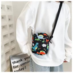 Cartoon Men Women Dinosaur Shoulder Bags Canvas Bag Makeup Bag Phone Bag Cosmetic Bag Waist Pack Chest Bag