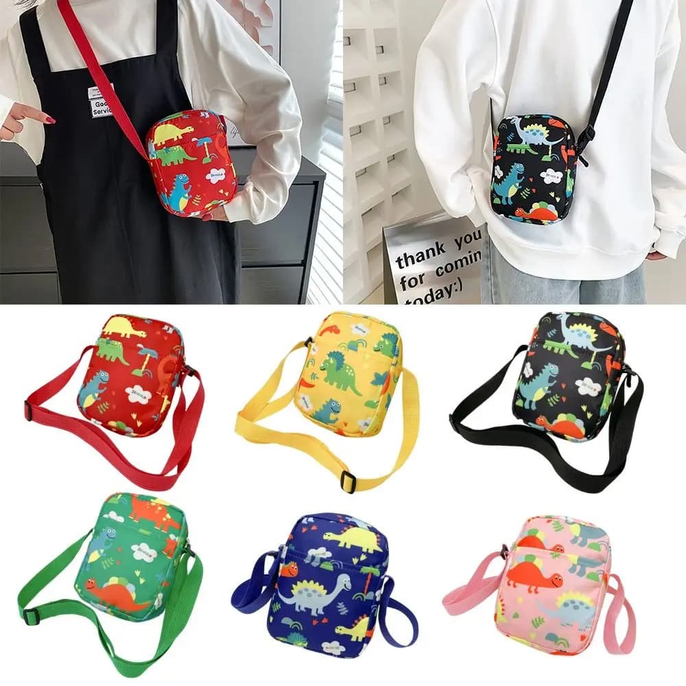 Cartoon Men Women Dinosaur Shoulder Bags Canvas Bag Makeup Bag Phone Bag Cosmetic Bag Waist Pack Chest Bag