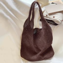 New Trend Women's Bag Crochet Handbag Retro Knitted Solid Color Hollow Top-handle Tote Bag Travel Shopper Shoulder Bag