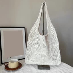 New Trend Women's Bag Crochet Handbag Retro Knitted Solid Color Hollow Top-handle Tote Bag Travel Shopper Shoulder Bag
