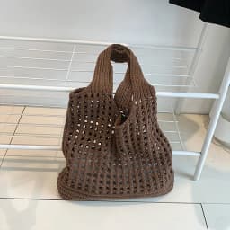 New Trend Women's Bag Crochet Handbag Retro Knitted Solid Color Hollow Top-handle Tote Bag Travel Shopper Shoulder Bag