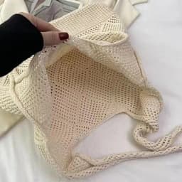 New Trend Women's Bag Crochet Handbag Retro Knitted Solid Color Hollow Top-handle Tote Bag Travel Shopper Shoulder Bag