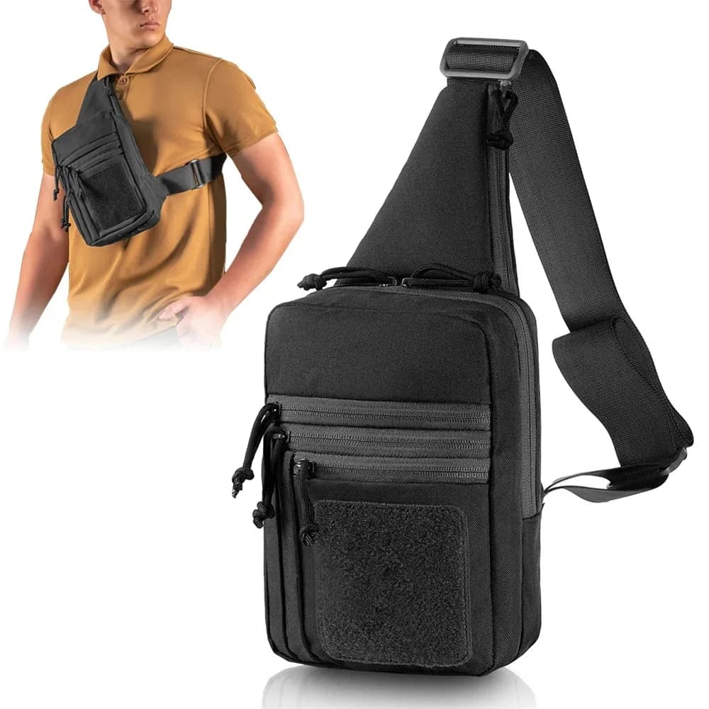 Tactical Shoulder Chest Bag Pistol Holster Concealed Carry Sling Crossbody Range Gun Convertible Backpack for Hunting Camping