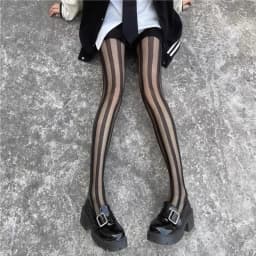 Sexy Women Tights Lingerie Striped Thigh High Stockings Pantyhose Women Female Hosiery High Waist Body Stockings Black Tights
