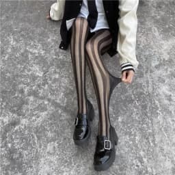 Sexy Women Tights Lingerie Striped Thigh High Stockings Pantyhose Women Female Hosiery High Waist Body Stockings Black Tights