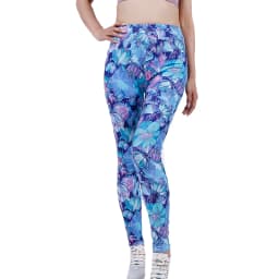 PD319 Blue Petal Flower Leggings Outdoor Sports Cropped Stretch Pants