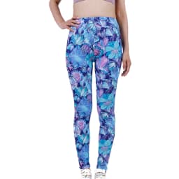 PD319 Blue Petal Flower Leggings Outdoor Sports Cropped Stretch Pants