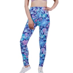 PD319 Blue Petal Flower Leggings Outdoor Sports Cropped Stretch Pants