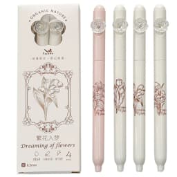 4PCS/Set Flower Gel Pen 0.5MM Quick Dry Gel Ink Pen For Students Creative Rotate Writing Pen Black Refill Neutral Pen Stationery