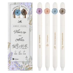 4PCS/Set Flower Gel Pen 0.5MM Quick Dry Gel Ink Pen For Students Creative Rotate Writing Pen Black Refill Neutral Pen Stationery
