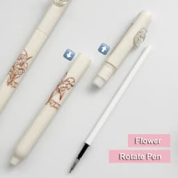 4PCS/Set Flower Gel Pen 0.5MM Quick Dry Gel Ink Pen For Students Creative Rotate Writing Pen Black Refill Neutral Pen Stationery