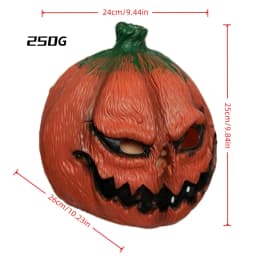 Halloween Devil Pumpkin Mask Cosplay Latex Full Face Headwear Party Pumpkin Head Latex Mask Creepy Demon Costume Props for Adult