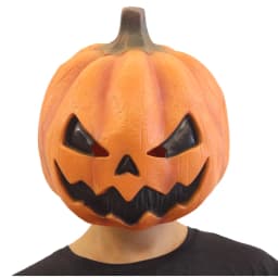 Halloween Devil Pumpkin Mask Cosplay Latex Full Face Headwear Party Pumpkin Head Latex Mask Creepy Demon Costume Props for Adult