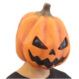 Halloween Devil Pumpkin Mask Cosplay Latex Full Face Headwear Party Pumpkin Head Latex Mask Creepy Demon Costume Props for Adult