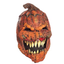 Halloween Devil Pumpkin Mask Cosplay Latex Full Face Headwear Party Pumpkin Head Latex Mask Creepy Demon Costume Props for Adult