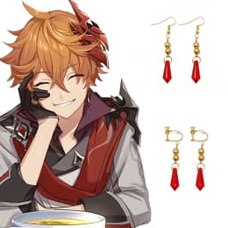 Game Genshin Impact Tartaglia Earrings Anime Jewelry Cosplay Genshin Childe Earring Fashion Accessories Crystal Drop Earrings