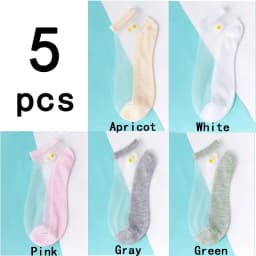 5Pairs/Lot Sexy Mesh Fishnet Socks Ultra-thin Transparent Women Socks for summer Glass fiber Silk Socks daisy Flower Ankle Socks