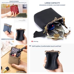 2024 New Arrival Square Genuine Leather Small Purses Women's Portable Coin Money Wallets Earphone Lipstick Pouch Card Holders