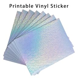 Holographic Printable Sticker Paper for Inkjet 10 Pcs Vinyl Sticker Printable Paper, Waterproof Glossy Sticker Dries Quickly A4