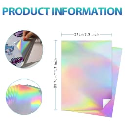 Holographic Printable Sticker Paper for Inkjet 10 Pcs Vinyl Sticker Printable Paper, Waterproof Glossy Sticker Dries Quickly A4