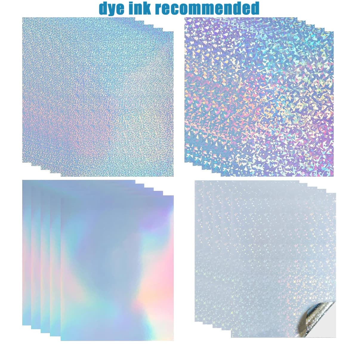 Holographic Printable Sticker Paper for Inkjet 10 Pcs Vinyl Sticker Printable Paper, Waterproof Glossy Sticker Dries Quickly A4