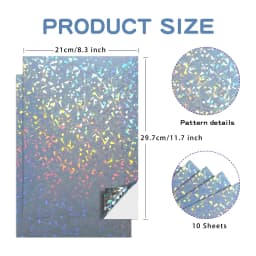 Holographic Printable Sticker Paper for Inkjet 10 Pcs Vinyl Sticker Printable Paper, Waterproof Glossy Sticker Dries Quickly A4