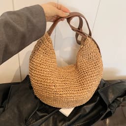 Forest Lazy Style Crossbody Bag Bohemian Handmade Grass Woven Bag Leisure Vacation Beach Women's Woven Dumpling Bun